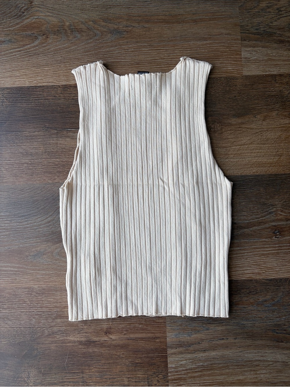 Forever 21 Cream Ribbed Ruffle-Trim Knit Tank - Picture 2 of 5